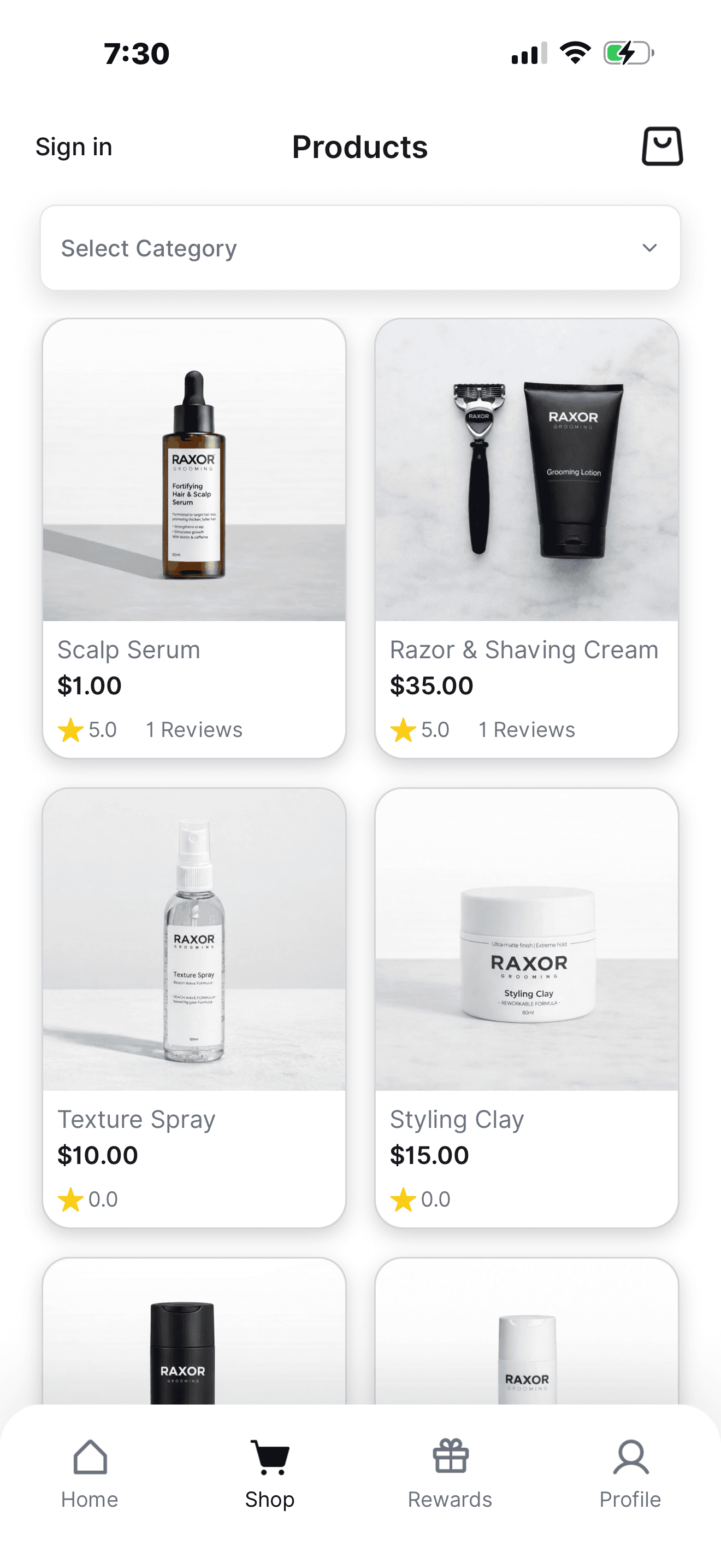CLPPER in-app product catalog